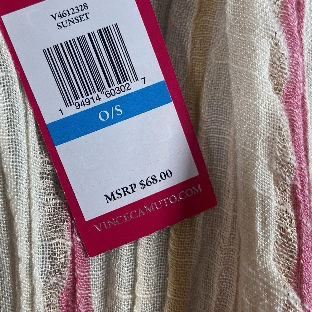 Vince Camuto Sunset Striped Gauze Kimono‎ Cover Up Metallic Accents O/S V4612328